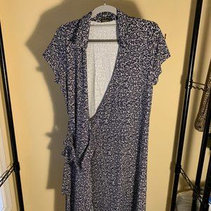 Blue/White Speckled Wrap dress